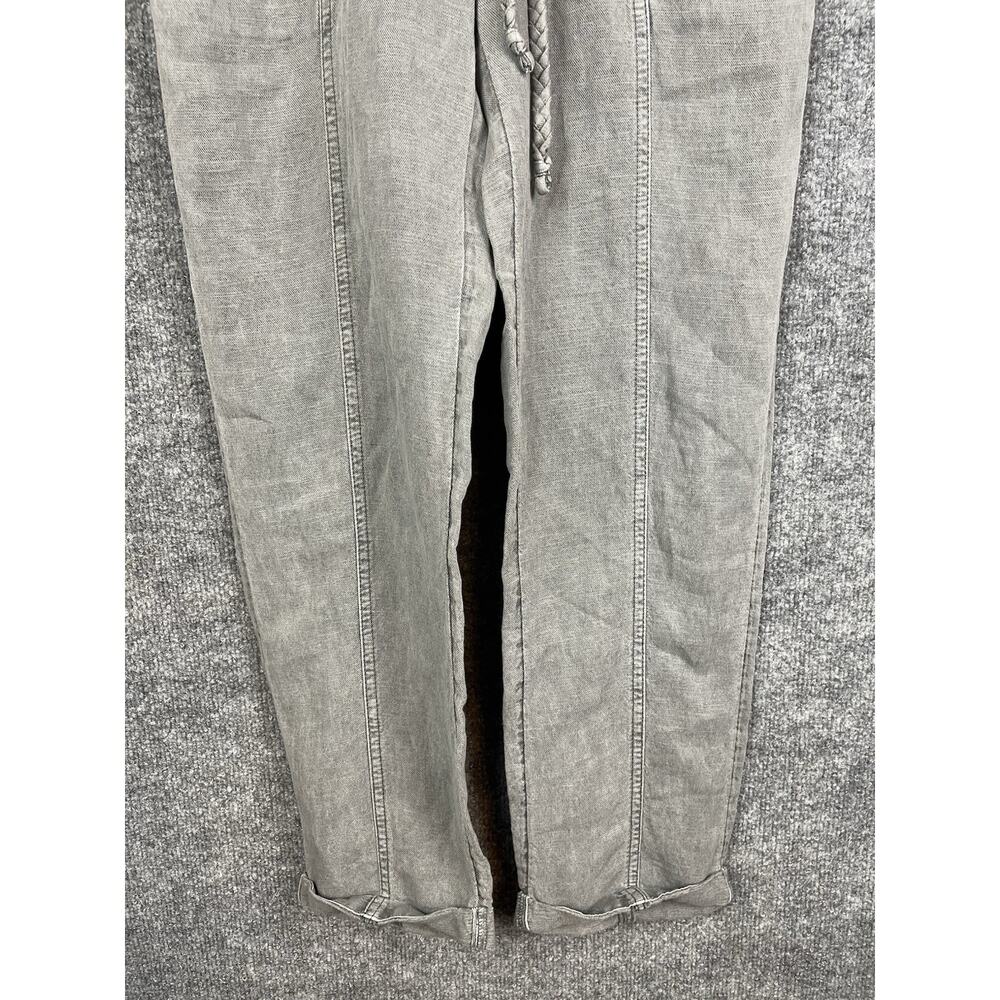 C&C California Linen Blend Casual Pants in Gray Pull-on Breaded Belt‎ - Picture 3 of 11